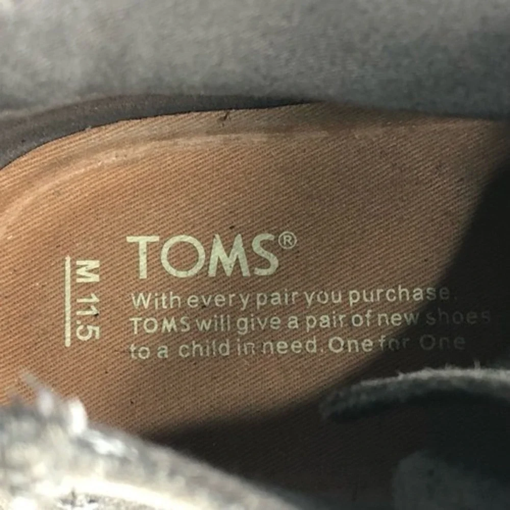 TOMS Men's Gray Suede Leather Lace-Up High‎ Top Sneakers Shoes Size 11.5